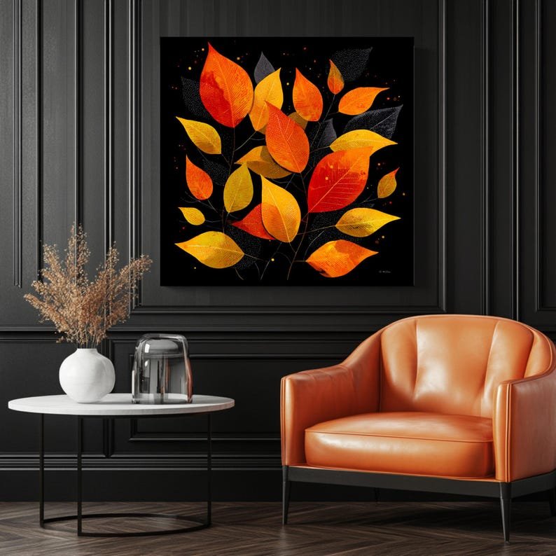 Autumn Leaves Wall Art, Canvas or Poster, Fall Leaf Decor, Seasonal Wall Hanging, Entryway Bedroom Decor, Living Room Wall Decor, Home Art - Image 3