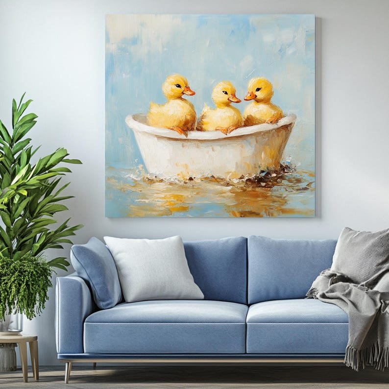 Three Ducks In Bathtub , Canvas Or Poster, Bathroom Wall Art, Nursery Wall Decor, Bathroom Decor, Kids Decor, Home Decor, Ducks Wall Art - Image 4