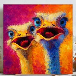 Funny Ostrich Wall Art, Canvas Or Poster, Animal Decor, Ostrich Wall Decor, Contemporary Design, Modern Wall Art, Bird Wall Hanging