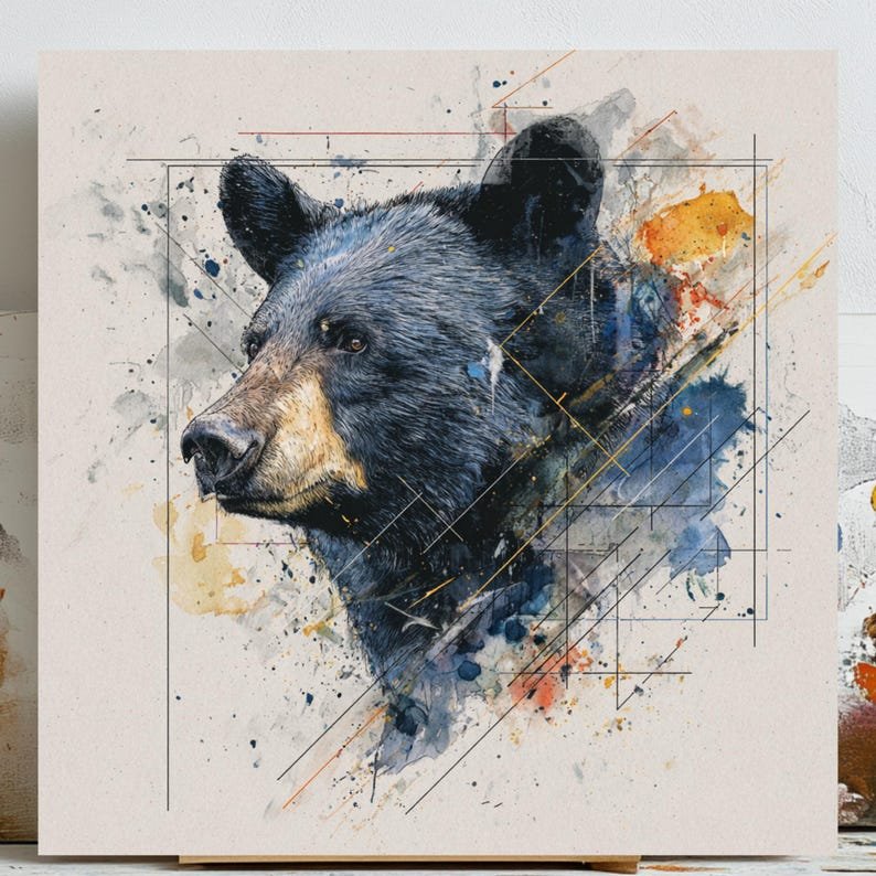 Bear Wall Art, Canvas Or Poster, Wildlife Decor, Bear-themed Artwork, living Room Decor, Bear Wall Hangings, Animal Art, Wall Hanging