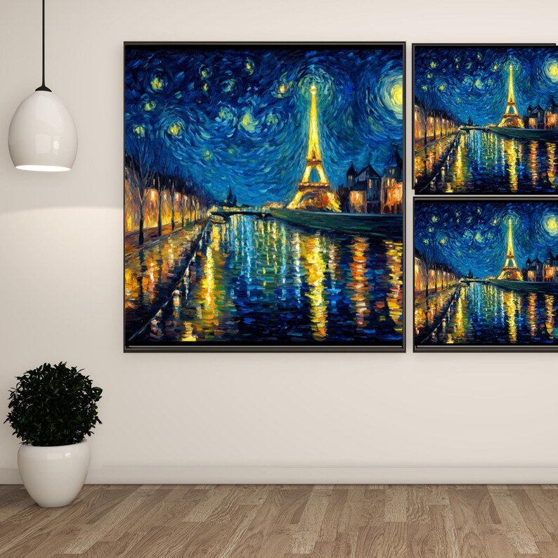 Eiffel Tower Wall Art, Canvas Or Poster, Home Decor, Cityscape Decor, Living Room Decor, Modern Art, Paris Wall Decor, Van Gogh Style Art - Image 2