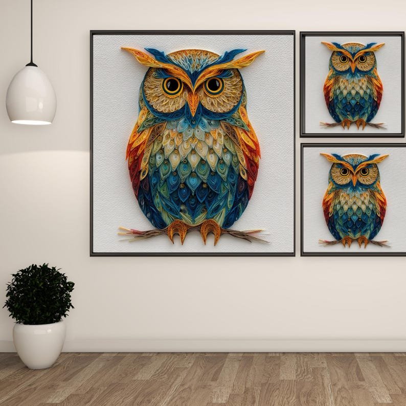 Whimsical Owl Wall Art, Canvas Or Poster, Nursery Owl Wall Decor, Kids Room Art, Colorful Owl Painting, Bird Wall Art, Cabin Decor - Image 2