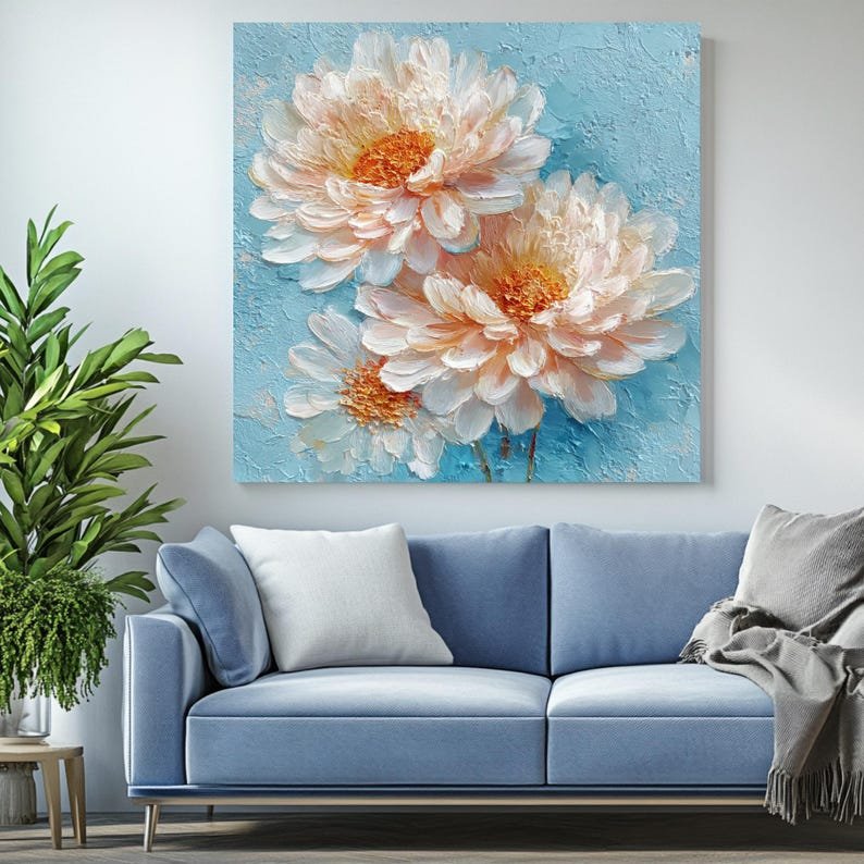 Floral Oil Painting, Canvas Or Poster, Modern Home Decor, Floral Wall Art, Living Room Decor, Flower Wall Hanging, Floral Art - Image 4
