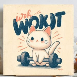 Workout Cat Wall Art, Canvas Or Poster, Funny Gym Decor, Fitness Gift, Animal Print, Unique Wall Hanging, Living Room Wall Art, Home Decor