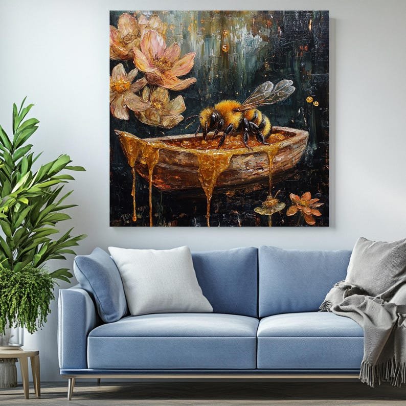 Honey Bee Floral Art Print: Earthy Boho Home Decor - Image 4
