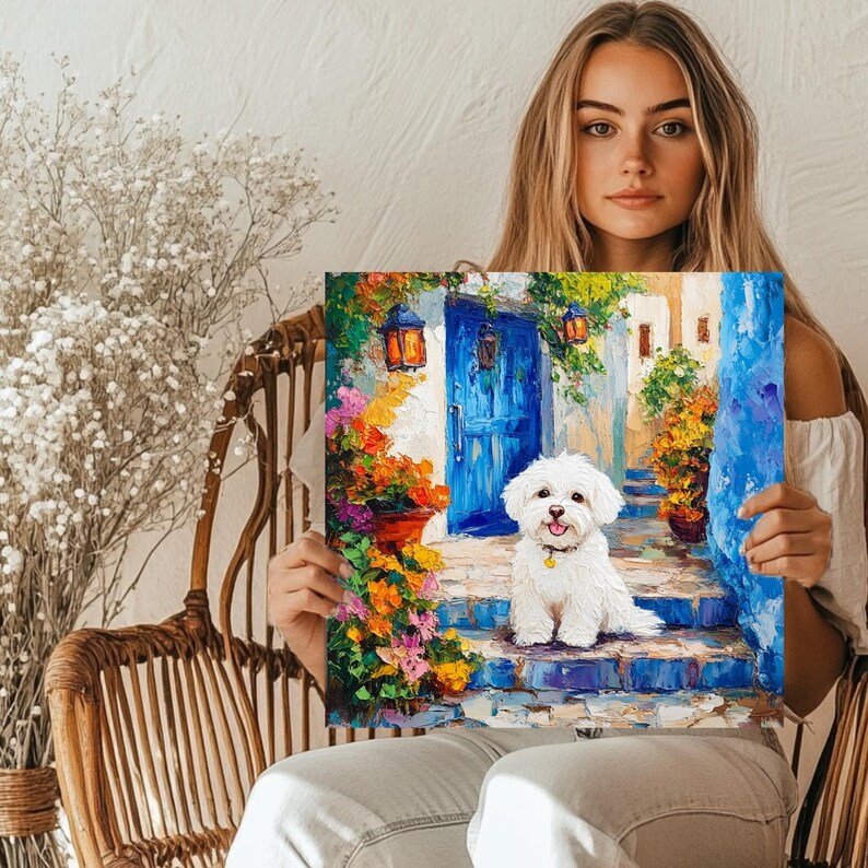 Fluffy Dog In Garden Wall Art, Floral Dog Art, Canvas Or Poster, Pet Wall Art, Animal Decor, Cute Dog Art, Dog Painting, Pet Lover Gift - Image 5
