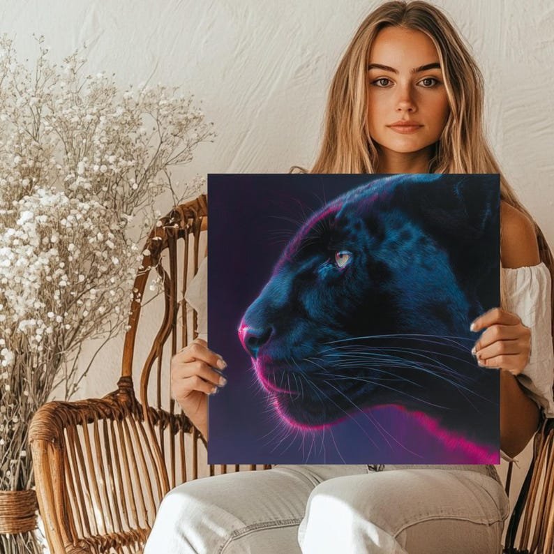 Black Panther Wall Art, Canvas or Poster, Jungle Animal Wall Decor, Safari Big Cat Wall Art, Wildlife Home Decor, Kids Room Wall Print - Image 5