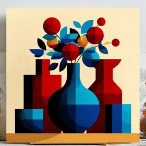 Modern Vase Wall Art, Canvas Or Poster, Unique Wall Decor, Living Room Decor, Home Decor, Abstract Floral Design, Geometric Style,Room Decor