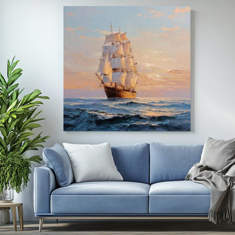 Sailing Ship, Canvas Or Poster, Ocean Wall Art, Nautical Decor, Coastal Home Decor, Living Room Wall Art, Maritime Wall Hanging,Sailboat Art - Image 4
