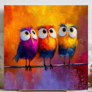 Colorful Owl Wall Art, Canvas or Poster, Whimsical Animal Decor, Bright Bird Poster, Kids Room Wall Hanging, Playful Home Decor, Bird Canvas