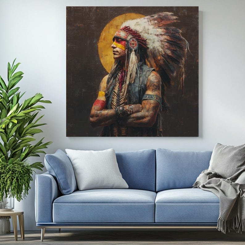 Native Wall Decor, Canvas Or Poster, Red Indian Wall Hanging, Red Indian Decor, Living Room Decor, Native Wall Art, Red Indian, Room Decor - Image 4