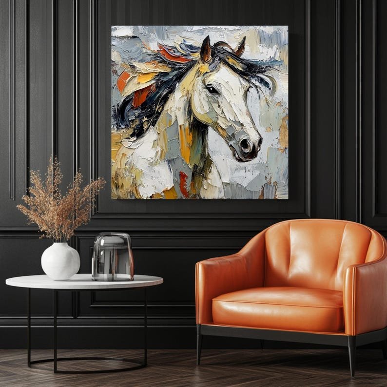 Abstract Horse Wall Decor, Canvas or Poster, Animal Art Print, Rustic Contemporary Wall Hanging, Living Room Bedroom Art, Equestrian Gift - Image 3