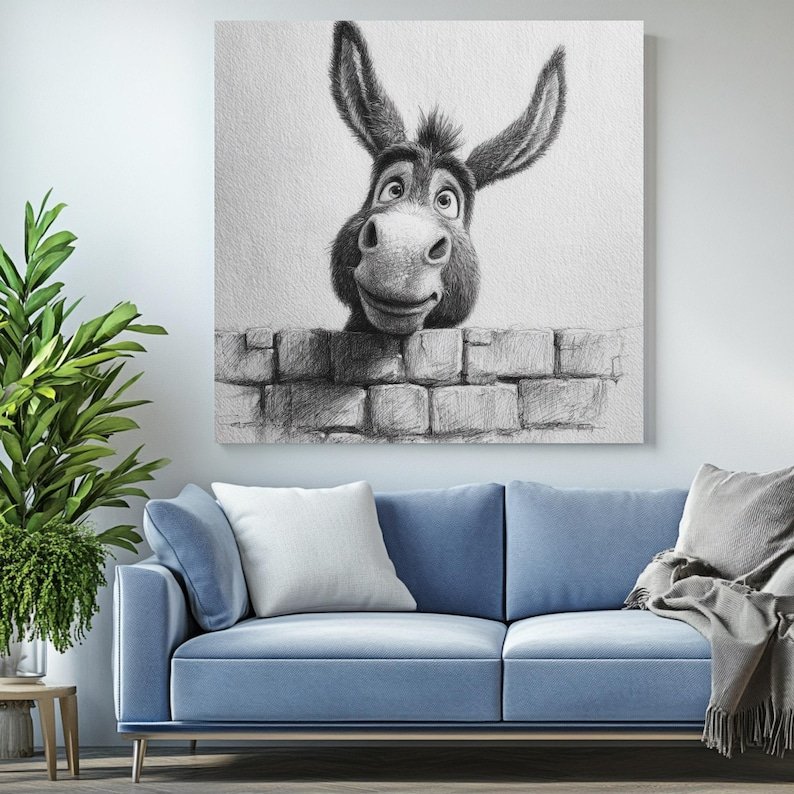 Funny Donkey Art, Canvas Or Poster, Funny Animal Wall Hanging, Farmhouse Decor, Whimsical Donkey Print, Home Wall Art, Bathroom Decor - Image 4