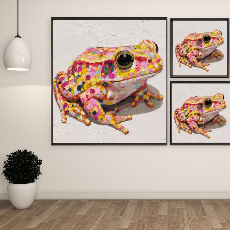 Colorful Frog Painting Art, Canvas or Poster, Modern Animal Decor, Living Room Office Kids Room Wall Art, Whimsical Frog Decor - Image 2