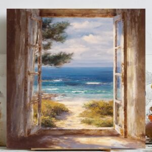 Open Window View, Canvas Or Poster, Unique Wall Decor, Living Room Decor, Window Frame, Coastal Room Art, Open Window Henri Matisse Print