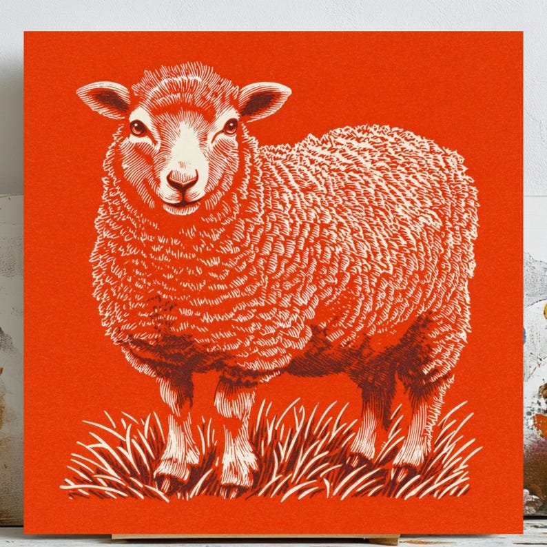 Sheep Wall Art, Canvas Or Poster, Rustic Farmhouse Kitchen Decor, Country Animal Wall Art, Vintage Farm Print, Living Room Bedroom Wall Art