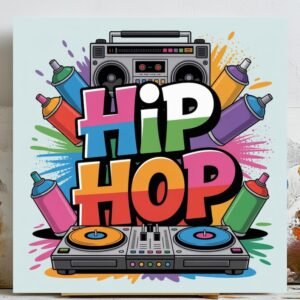 Graffiti Hip Hop Wall Art, Canvas or Poster, DJ Studio Room Decor, Modern Music Artwork, Home Wall Hanging, Vibrant Urban Theme,Art For Gift