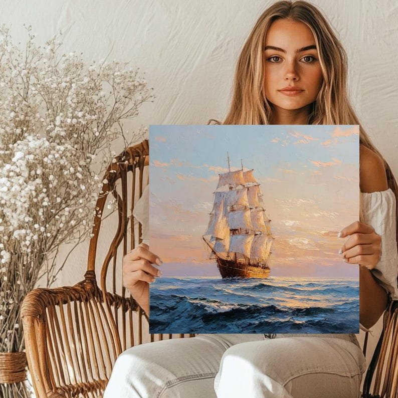 Sailing Ship, Canvas Or Poster, Ocean Wall Art, Nautical Decor, Coastal Home Decor, Living Room Wall Art, Maritime Wall Hanging,Sailboat Art - Image 5