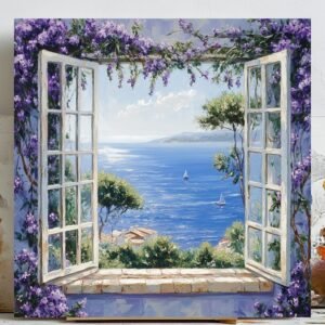 Ocean Window View Wall Art, Canvas Or Poster, Seaside Decor, Modern Decor, Living Room Decor, Office Wall Hanging, Coastal Landscape Art