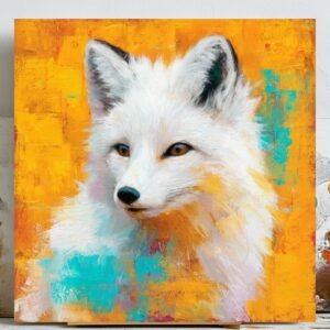 White Fox Wall Art, Canvas Or Poster, Kids Decor, Modern Decor, Animal Decor, Living Room Decor, Office Decor, Fox Wall Hanging, Fox Art