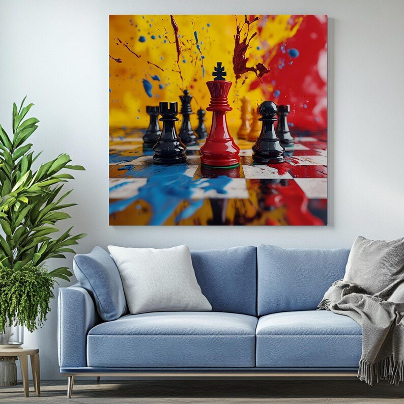 Chess Wall Art, Wall Decor, Canvas Or Poster, Chess Decor, Chess Pieces, Home Decor, Game Room Decor,Wall Hanging, Gift For Gamerss - Image 4