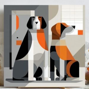 Abstract Dogs Art, Canvas Or Poster, Contemporary Pet Decor, Dog Artwork, Minimalist Decor, Modern Dog Decor, Living Room Decor, Home Decor