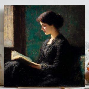 Vintage Woman Reading Wall Art, Canvas or Poster, Vintage Woman Wall Art, Living Room Bedroom Decor, Elegant Lady, Home Decor, Art For Her
