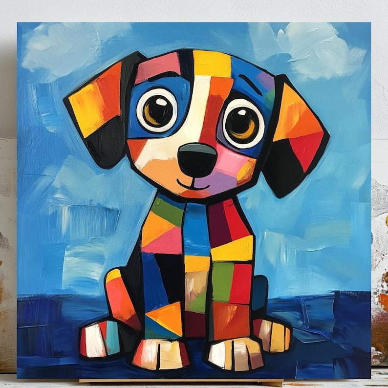 Geometric Dog Print: Modern Polygonal Wall Art