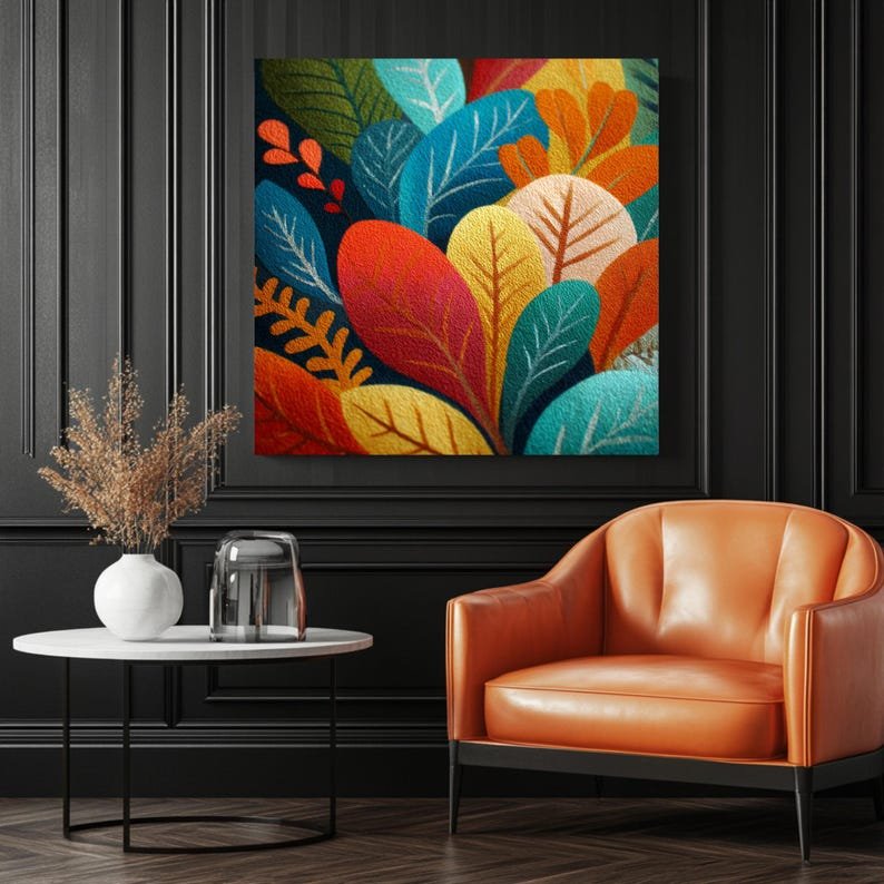 Colorful Leaf Wall Art, Canvas Or Poster, Abstract Botanical Print, Modern Home Decor, Bathroom Wall Art, Nursery Decor, Nature Inspired Art - Image 3