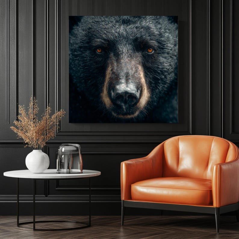 Black Bear Wall Art, Canvas Or Poster, Wildlife Decor, Bear-themed Artwork, living Room Decor, Bear Wall Hangings, Animal Art, Wall Hanging - Image 3