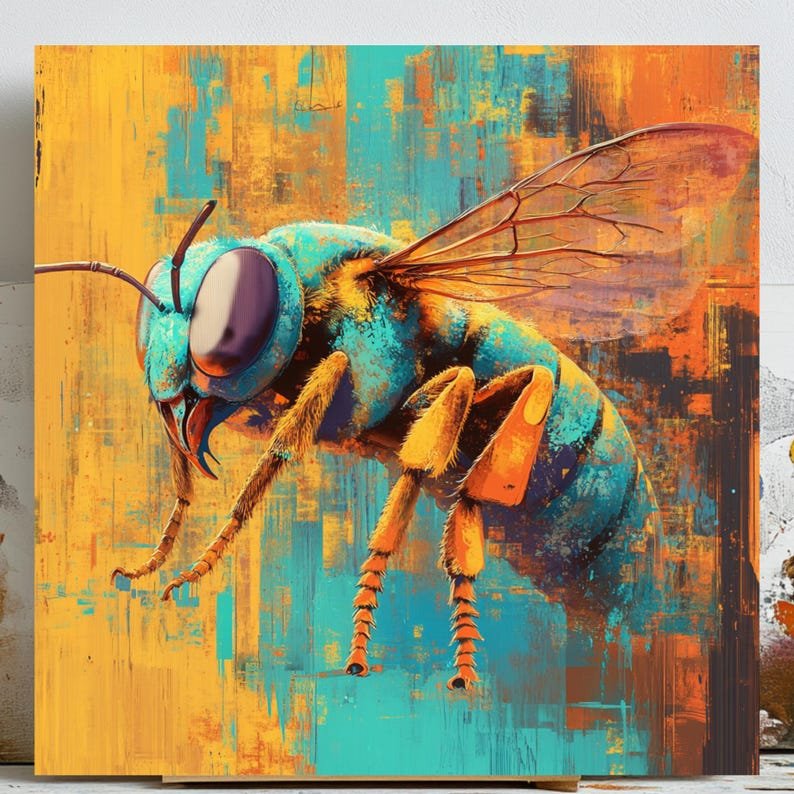 Honey Bee Art, Canvas Or Poster, Bee-Inspired Wall Decor, Home Decor, Living Room Decor, Insects Decor, Modern Decor, Bee Wall Hanging