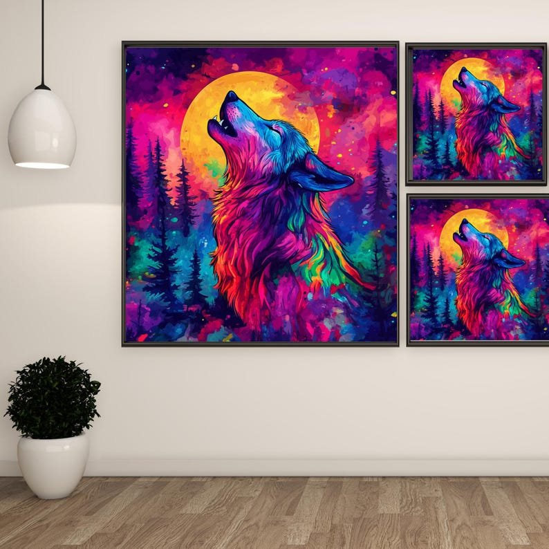 Wolf Howling Wall Decor, Canvas Or Poster, Animal Decor, Wolf Wall Decor, Contemporary Design, Modern Wall Art, Wolf Wall Hanging - Image 2