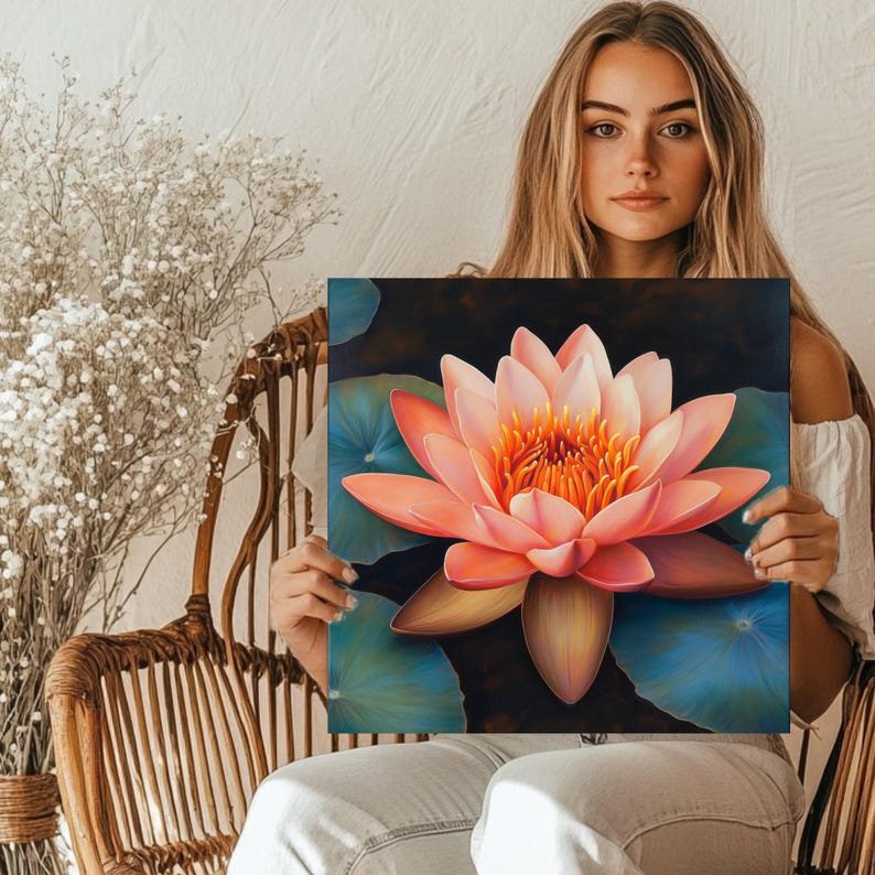 Lotus Wall Art, Canvas or Poster, Lotus Flower Art, Floral Wall Decor, Lotus Home Decor, Bedroom Decor, Modern Decor, Zen Wall Art, Flower - Image 5