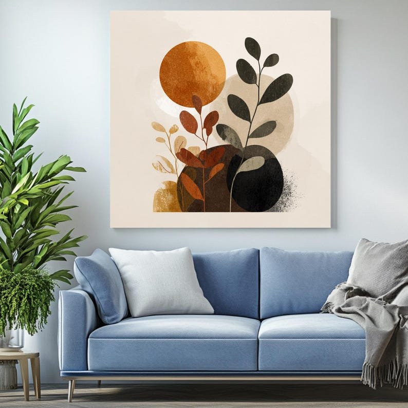 Abstract Botanical Wall Art, Canvas Or Poster, Minimalist Plant Print, Modern Home Decor, Neutral Wall Art, Bathroom Decor, Bedroom Wall Art - Image 4