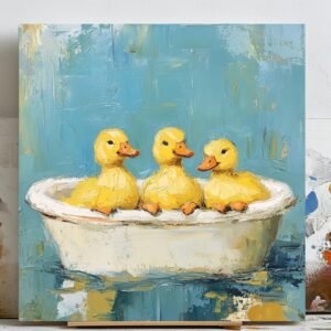 Three Ducks In Bathtub , Canvas Or Poster, Bathroom Wall Art, Nursery Wall Decor, Bathroom Decor, Kids Decor, Home Decor, Ducks Wall Art