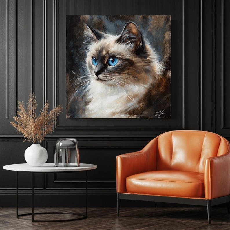 Blue Eyed Cat Wall Art, Siamese Cat Print, Cute Cat Poster, Cat Lover Gift, Animal Wall Decor, Pet Portrait Print, Minimalist Cat Art - Image 3