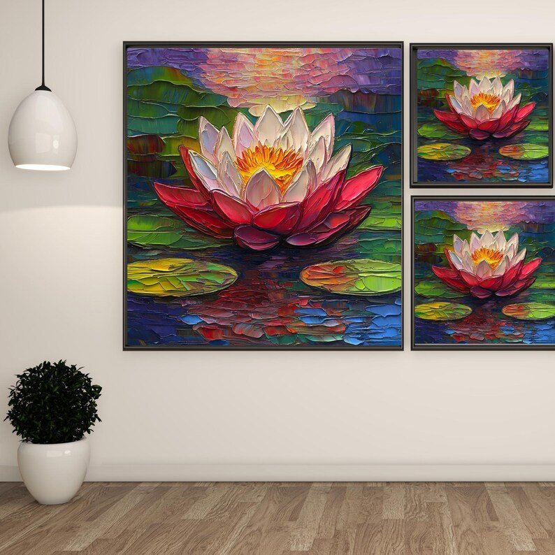 Lotus Flower Wall Art, Canvas Or Poster, Floral Wall Decor, Pink & White Lotus, Flower Wall Hanging, Home Decor, Flower Art - Image 2