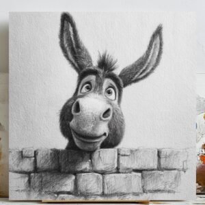 Funny Donkey Art, Canvas Or Poster, Funny Animal Wall Hanging, Farmhouse Decor, Whimsical Donkey Print, Home Wall Art, Bathroom Decor