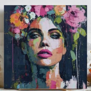 Abstract Woman Portrait, Canvas or Poster, Modern Decor, Glam Decor, Colorful Art, Living Room Bedroom Decor, Office Decor, Wall Hanging