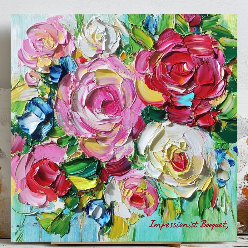 Impasto Flower Art Print: Textured Floral Impressionist Wall Decor