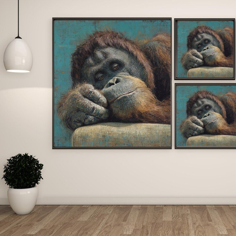 Orangutan Wall Art, Canvas or Poster, Animal Wall Hanging, Wildlife Wall Decor, Living Room Wall Art, Home Wall Decoration, Animal Decor - Image 2