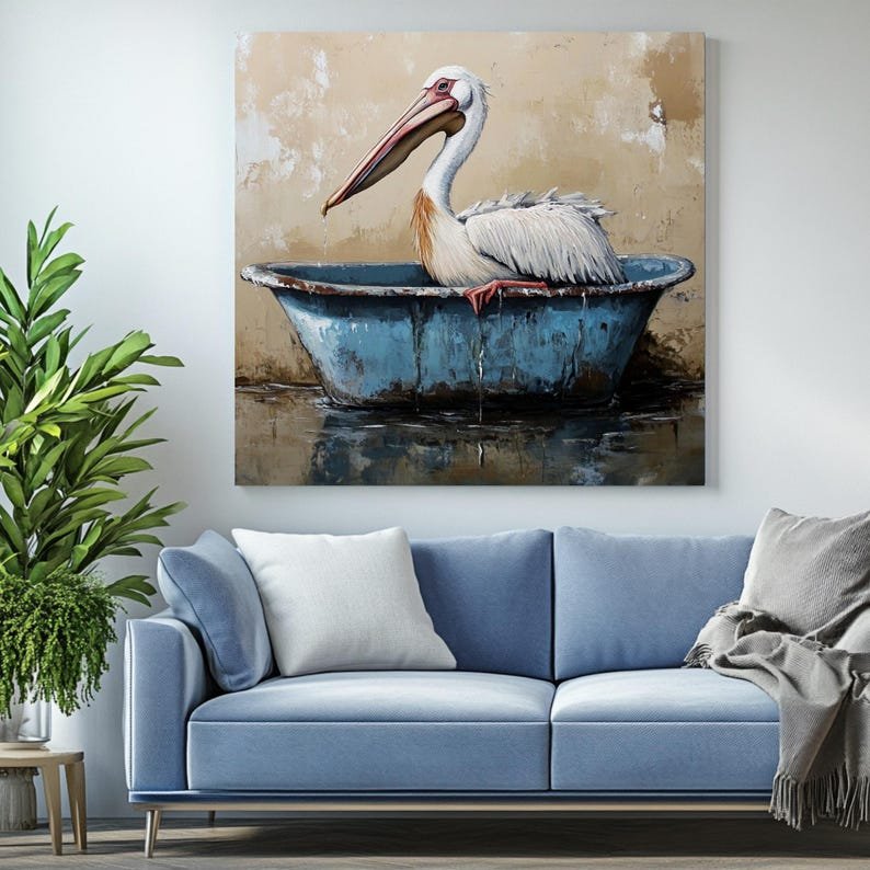 Pelican Wall Art, Canvas or Poster, Pelican Bathroom Decor, Coastal Wall Art, Bird Lover Gift, Watercolor Pelican Art, Wildlife Decor - Image 4