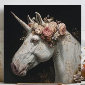 Unicorn Floral Wall Art, Canvas Or Poster, Unicorn Decor, Unicorn Wall Hanging, Living Room Decor, Home Decor, Modern Decor, Home Decor