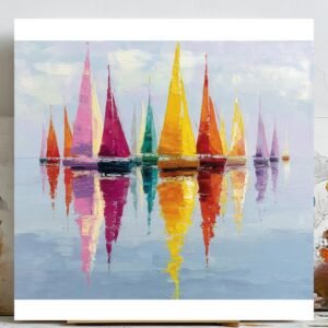 Colorful Sailboat Wall Art, Canvas Or Poster, Coastal Decor, Modern Wall Art, Nautical Wall Decor, Living Room Office Decor, Sailboat Art