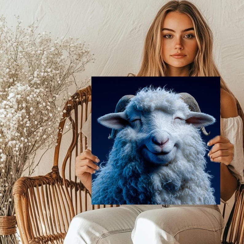 Cute Sheep Wall Art, Canvas Or Poster, Farmhouse Decor, Nursery Wall Art, Kids Room Decor, Animal Print, Unique Sheep Gift, Home Decor - Image 5