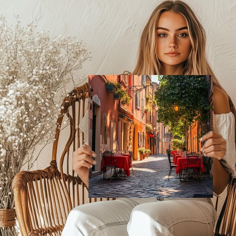 Italian Street Café Art, Canvas Or Poster, Modern Wall Art, Travel Decor, Living Room Decor, European Street Scene, Romantic Café Artwork - Image 5