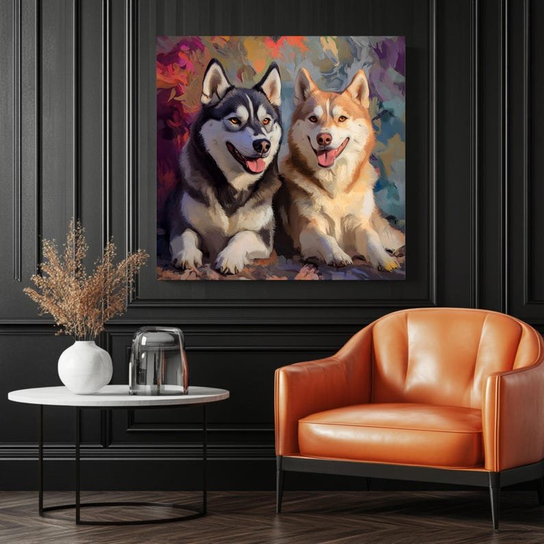 Husky Dog Duo Wall Art, Canvas or Poster, Husky Wall Decor, Husky Canvas Print, Animal Wall Hanging, Living Room Art, Home Decor, Pet Decor - Image 3