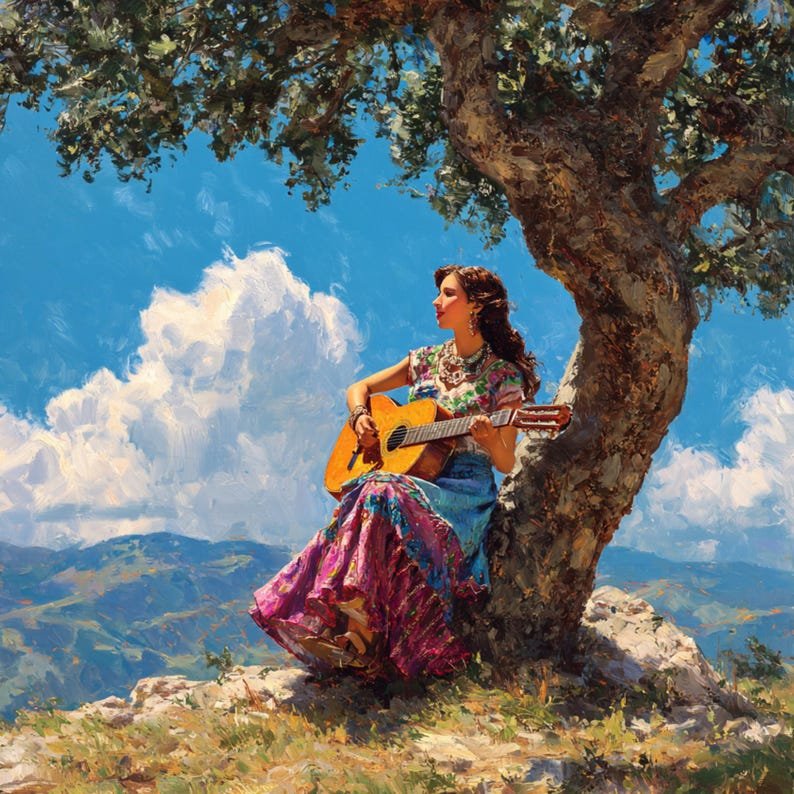 Woman Playing Guitar Wall Art, Canvas Or Poster, Music Room Decor, Impressionist Wall Art, Living Room Decor, Boho Home Decor, Guitar Art - Image 6
