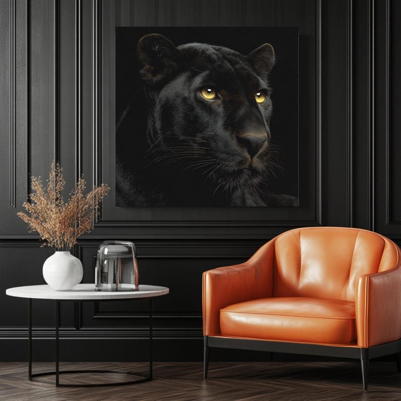 Black Panther Wall Art, Canvas Or Poster, Panther Portrait, Animal Wall Hanging, Wildlife Decor, Living Room Bedroom Decor, Woodland Animal - Image 3