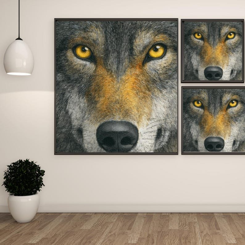 Wolf Portrait Wall Art, Canvas Or Poster, Animal Decor, Modern Decor, Living Room Decor, Office Decor, Wolf Wall Hanging, Wolf Art - Image 2